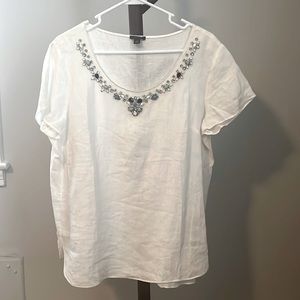 Beautiful beaded linen shirt - L - Ann Taylor